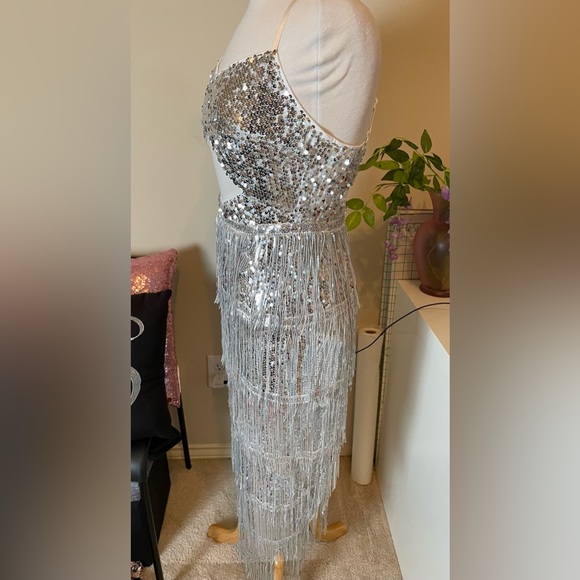 Silver sequin fringe dress! - Picture 7 of 17